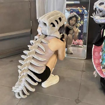 中華恐龍骨架 毛絨玩具公仔 穿戴空骨架玩偶 兒童搞怪外骨骼 95cm-【短尺寸】