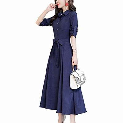 スカイシイ Aライン シャツワンピース ベルト付き ロング丈 シャツ ワンピース 普段着 ベーシック アウトドア 洋服 ロング 可愛い 通販 Lineポイント最大get Lineショッピング