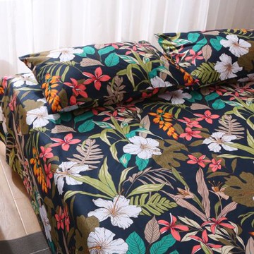 美式外貿純棉床單單件 100全棉布加厚斜紋黑色系大氣碎花田園秋冬