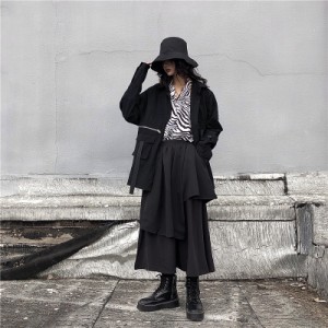 ゴスロリ 秋冬 スカート フェイクレイヤ ミモレ丈 ハイウエスト ブラック ゴシック 病みかわいい ストリート系 オルチャン 原宿系 10代 2 通販 Lineポイント最大get Lineショッピング