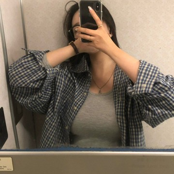 ˏˋ𝐻𝑒𝑦 𝑆𝑝𝑟𝑖𝑛𝑔 - ̗̀🌷⛅️ ̖́‎韓國 INS秋季百搭通勤翻領格子襯衫寬鬆舒適格紋襯衣