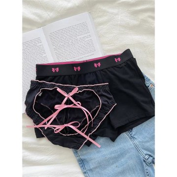 「情侶款」一男一女情侶同款內褲黑色性感純欲系帶鏤空情人節禮物