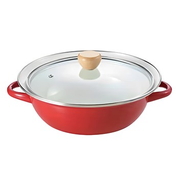 PEARL LIFE 珍珠金屬 桌上用玻璃蓋琺瑯鍋 HB-6489 24cm  1入