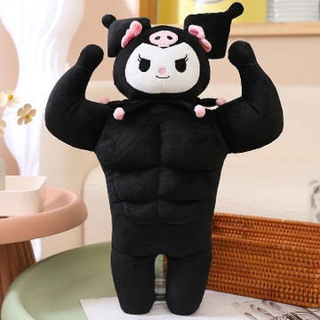 搞怪整人腹肌抱枕【NOFUN 整人玩具】 NOFUN  爆款腹肌抱枕毛絨玩具  玩偶抱枕 腹肌抱枕 50cm - 黑色庫洛米