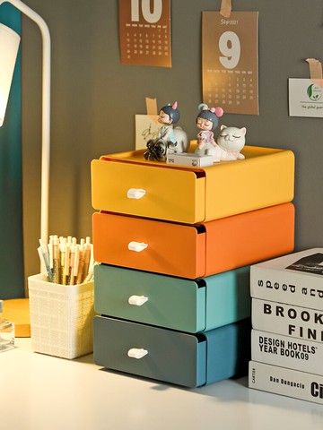 抽屜式整理架 抽屜式桌面收納盒化妝品辦公桌學生宿舍整理儲物盒書桌置物架神器 【CM7462】