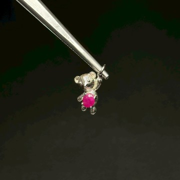 元氣小熊 | 紅寶石 小熊 富足 生命的熱情 愛情之石 寶石項鍊  925純銀 Q23AX27-964