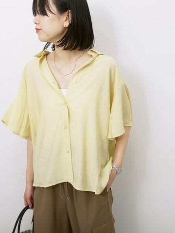 飄逸感喇叭袖排釦翻領襯衫(0F000992910) - Samansa Mos2 blue