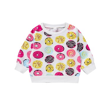 春秋新款女童上衣時尚圓領長袖糖果圖案套頭中小兒童洋氣衛衣