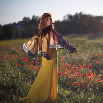 雪紡蝴蝶翅膀跳舞音樂節小披風沙灘巾圍巾萬圣節cos旅游拍照披肩