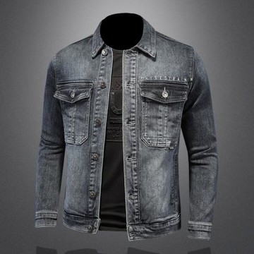 漫威毒液歐美有彈性牛仔外套男秋2023新款機車夾克水洗帥氣牛仔衣