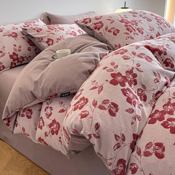 輕奢色織提花床包組 純棉磨毛四件套 全棉床包四件組 高級感 主臥室 床單 三件套 秋冬