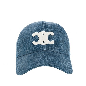 CELINE 新款水洗牛仔布材質字母 LOGO棉質刺繡字母棒球帽(M號)