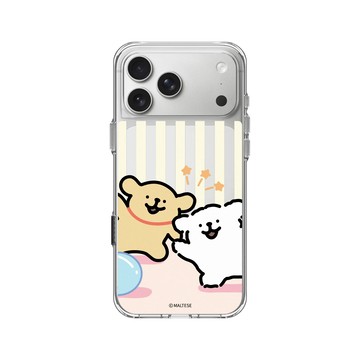 iPhone 17 Pro Max Clear Case（相機按鈕） 透明 - Maltese線條小狗 - 跟線條小狗一起玩吧