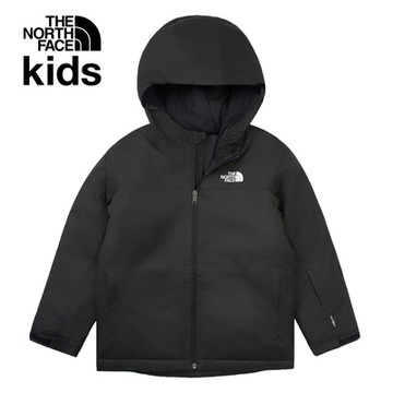 【The North Face 官方旗艦】北面兒童黑色DryVent防水透氣連帽鋪棉外套｜88TZJK3