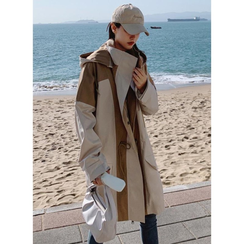 ジャケット・アウター Eaphi_WESTERN LONG COAT_beige ロングマウンテンパーカー アウター レディース 春秋 大きい