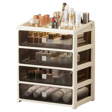 小麥購物 奶油風文件A4整理盒 帶蓋 L1438 34 x 24 x 43cm  奶白色  4層