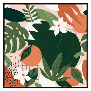 Boluo 菠蘿選畫所 柑橘與花卉拼貼I  40 x 40cm  黑色
