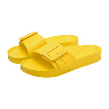 大排扣軟底防臭防滑耐磨拖鞋 EVA材質  41碼  黃色