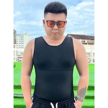 男士藏肉神器3代胖子肥佬大肚腩雌化胸收腹束胸束身高彈冰絲背心