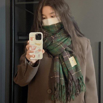披肩 格子圍巾 羊絨圍巾 女圍巾 披肩毯 披肩圍巾 大圍巾 羊毛披肩 格紋圍巾 保暖圍巾 圍脖 空調小毯子 禮物 015