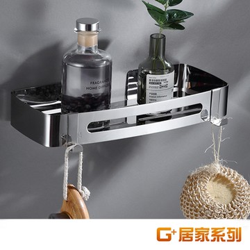 G+居家 304不鏽鋼長方型層架(置物架/瓶罐架/瀝水架)螺絲鎖附+無痕髮絲銀貼安裝