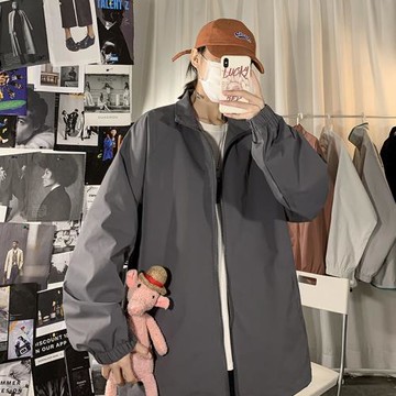 春秋季立領外套男ins休閑薄款百搭大碼夾克oversize寬松帥氣上衣