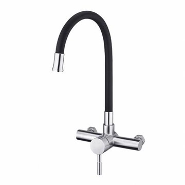 【BOSS】低鉛 不銹鋼冷熱出水廚房壁式龍頭 可繞式出水管(Z118029)