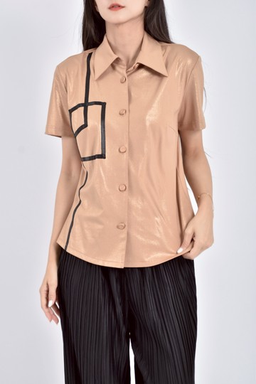 (S) kgf線條黃色短袖上衣