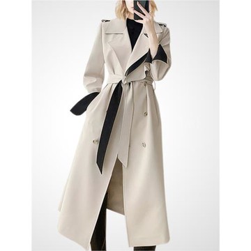 女神范高級感收腰顯瘦時尚雙排扣風衣外套女2026春季氣質長款大衣