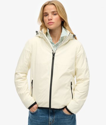 Superdry Women's Hooded Logo Windbreaker Jacket White Size: 12
