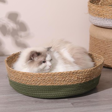 貓窩夏季藤編凉席窩透氣網紅貓咪床四季通用狗窩超小型犬寵物用品 免運開發票