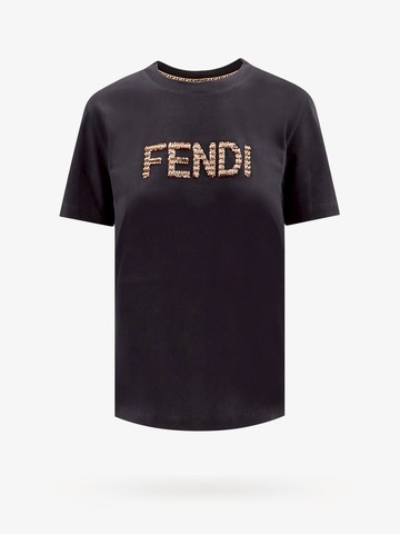 Cotton t-shirt with frontal logo - FENDI - gender_Woman