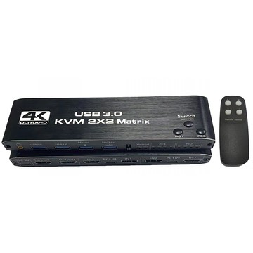 易控王 4K 2x2HDMI KVM矩陣 2進2出 2台電腦共享2台顯示器 USB3.0 (40-116-05-03)