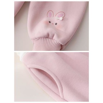 女童冬季加絨休閑褲甜美可愛小兔子印花收口一體絨運動褲秋冬長褲