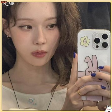 金冬天同款粉紅兔子iPhone15蘋果16pro手機殼14適用12軟11搞怪13/xs