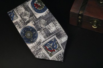 灰色系花卉領帶真絲型男休閒tie支持繡字