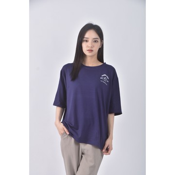 (L) 簡單藍色短袖上衣二手衣