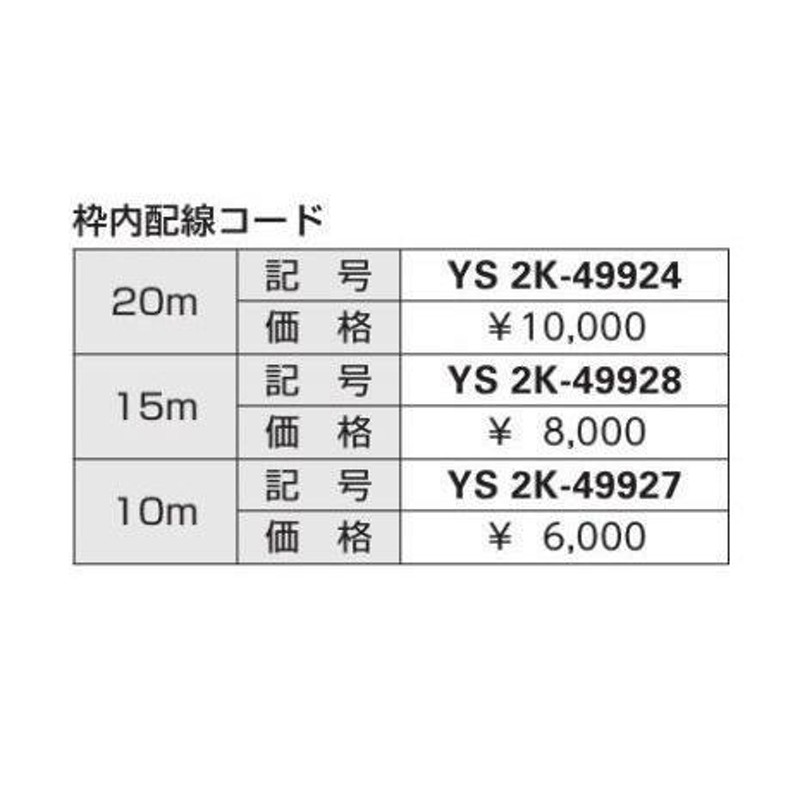 初売り 2K-49924 YKKap ヴェナート スマートコントロールキー専用 枠内配線コード20m