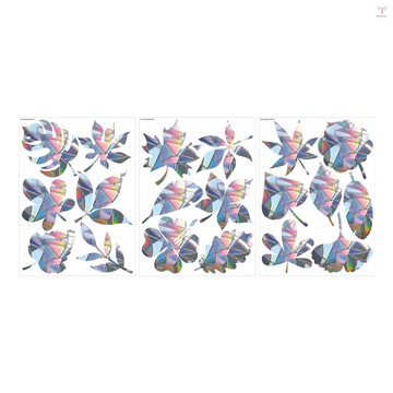 3 張防撞窗貼 DIY 彩虹樹葉主題窗貼可拆卸 PVC 玻璃貼用於鳥類罷工