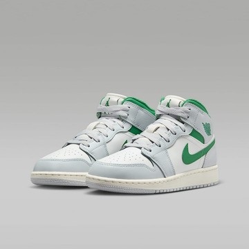 【NIKE】AIR JORDAN 1 MID GS 童鞋 大童 女鞋 籃球鞋 白灰色 綠-DQ8423142