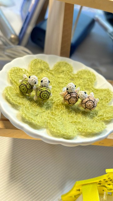 鉤針編織小烏龜純銀耳環/耳針