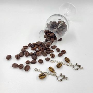 原創手作設計 / 金咖啡豆耳環 / 咖啡豆