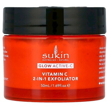 Sukin, Glow Active-C，維生素 C 2 合 1 去角質產品，1.69 液量盎司（50 毫升）