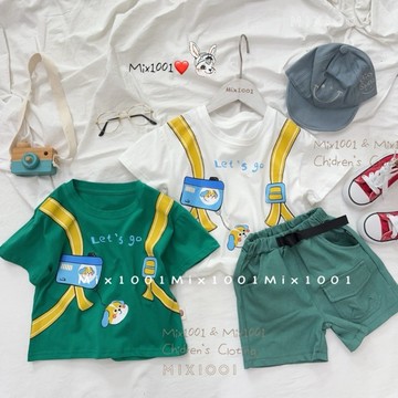 🌈✨mix1001 外貿款 造型背包狗狗吊飾印花上衣✨兒童款版上衣 100-140