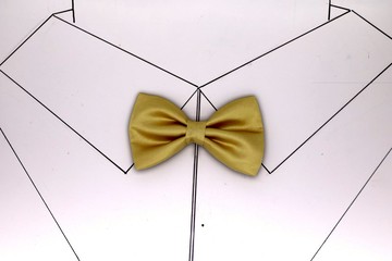 香檳金復古三折領結蝴蝶結新郎領花