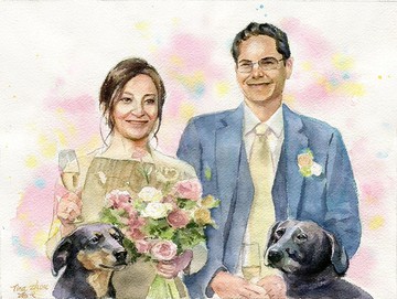 手繪畫/似顏繪 水彩客制畫像 禮物客製 毛孩子 人像畫 寵物 禮物