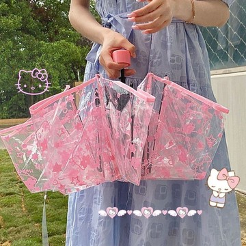 人氣新品💕自動傘 遮陽傘 晴雨傘 日系軟妹二次元透明雨傘 動漫卡通ins網紅雨傘 小清新摺疊傘 學生 輕量雨傘 雨傘