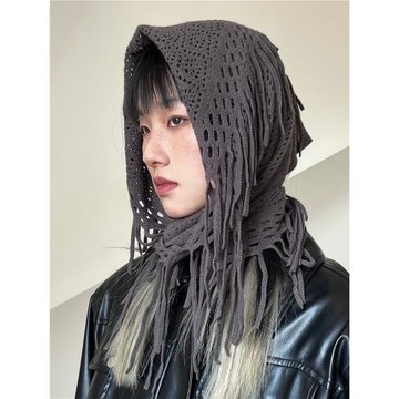 FireUp廢土風沙丘頭巾圍巾三角披肩多用流蘇鏤空保暖秋冬面罩