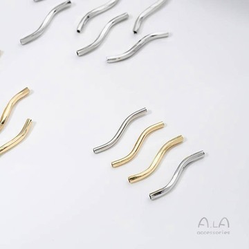 Ala-0208--14K包金保色光面S形彎管空心管diy手鏈項鍊耳環飾品配件手作資料