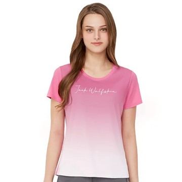 【Jack Wolfskin 飛狼】滿額折300★女 簡約字母印花短袖涼感排汗衣 T恤『蘭花紫』(170142)